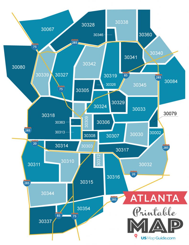 Atlanta Zip Code Map Map Of The World