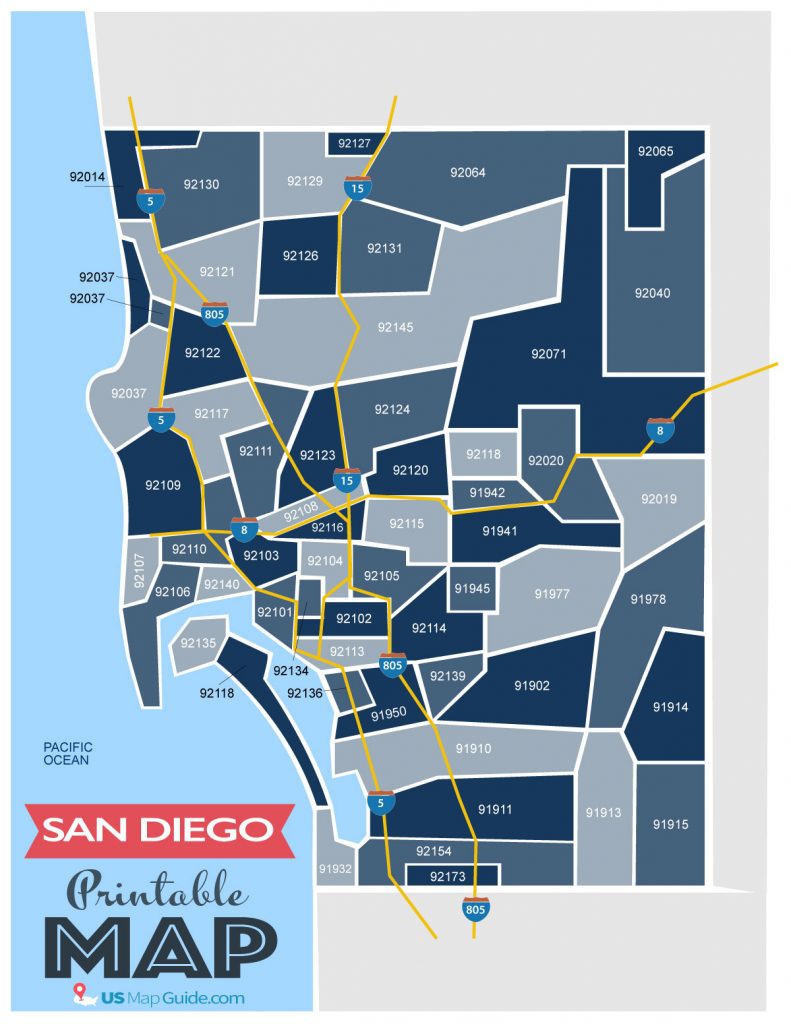 san diego zip code map San Diego Ca Zip Code Map Updated 2020