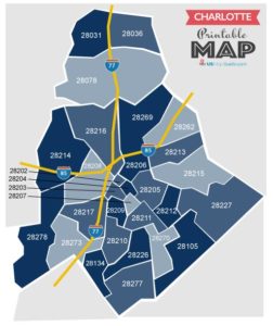 Charlotte Zip Code Map Updated 2022   Charlotte Zip Code Map Printable 252x300 