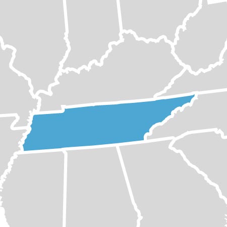map of the state of Tennessee