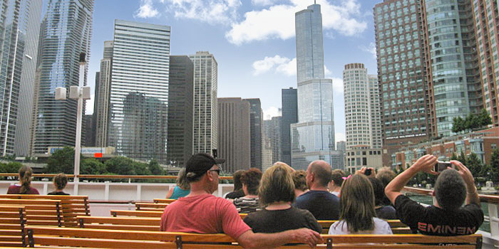 View from river boat tour Chicago